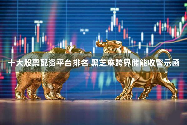十大股票配资平台排名 黑芝麻跨界储能收警示函
